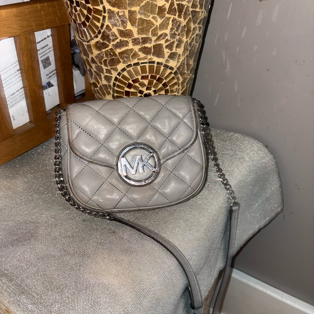 Michael Kors Silver Quilted Crossbody Bag